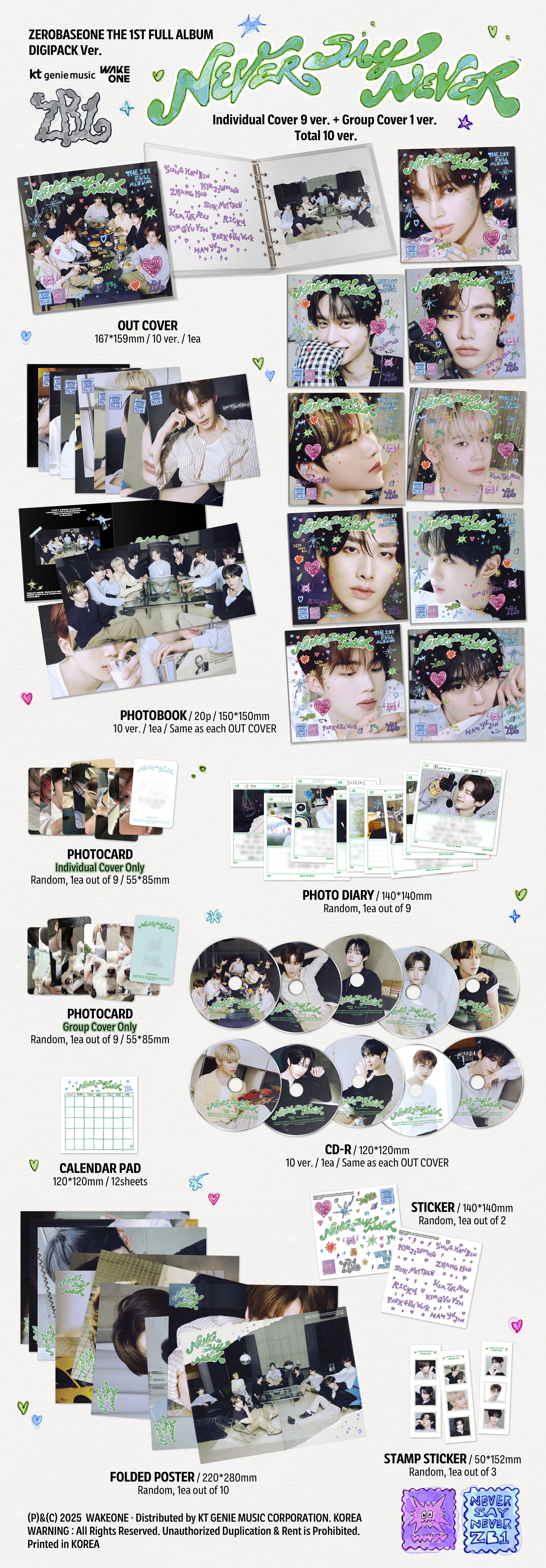 ZEROBASEONE THE 1ST FULL ALBUM – NEVER SAY NEVER (DIGIPACK Ver.) (Random)