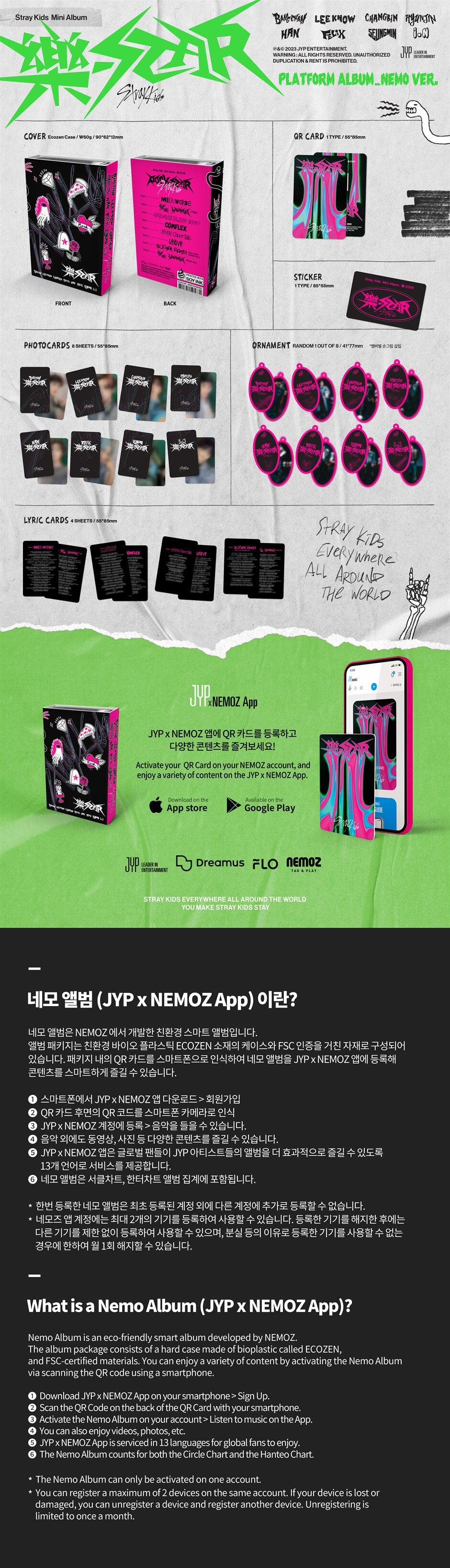 Stray Kids Mini Album – 樂-STAR [Rockstar] (PLATFORM ALBUM) (NEMO Ver.) + JYP SHOP Benefit - KKANG