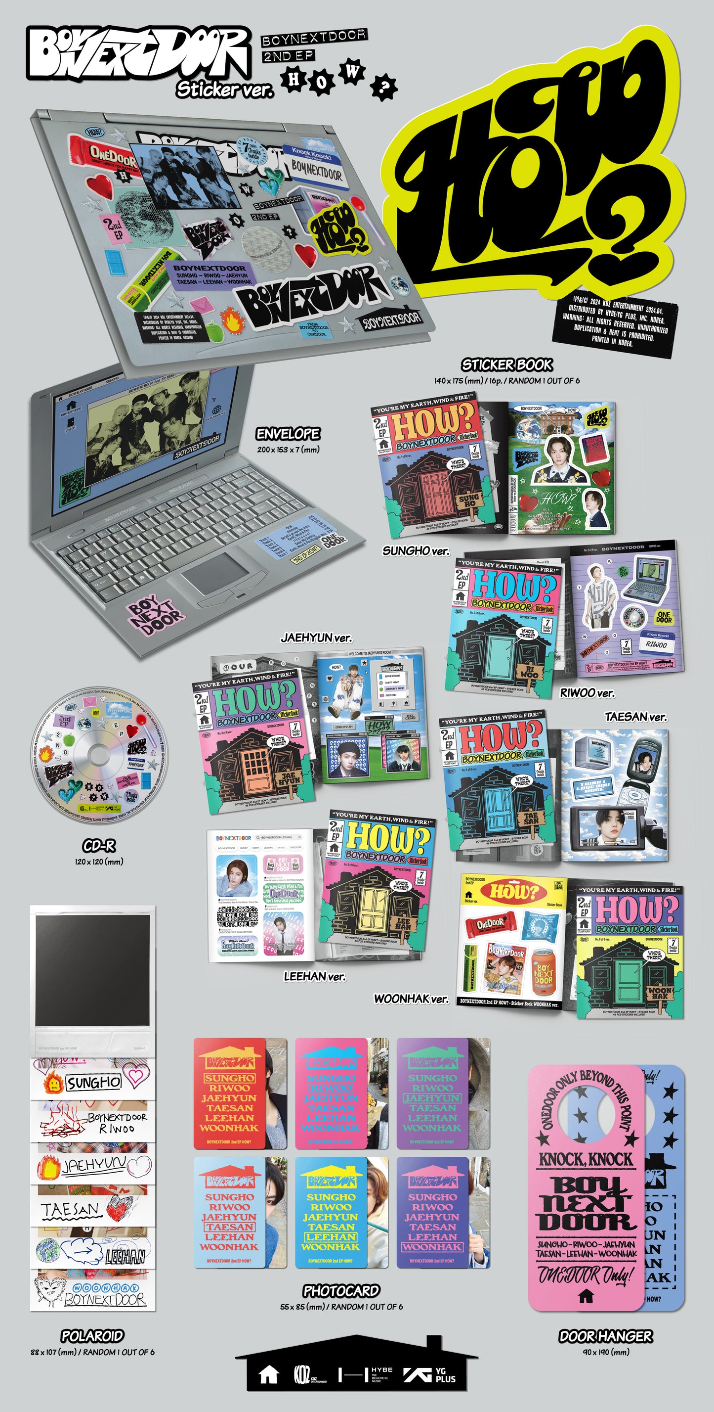BOYNEXTDOOR 2nd EP – HOW? (Sticker Ver.) (Random) + Weverse Gift