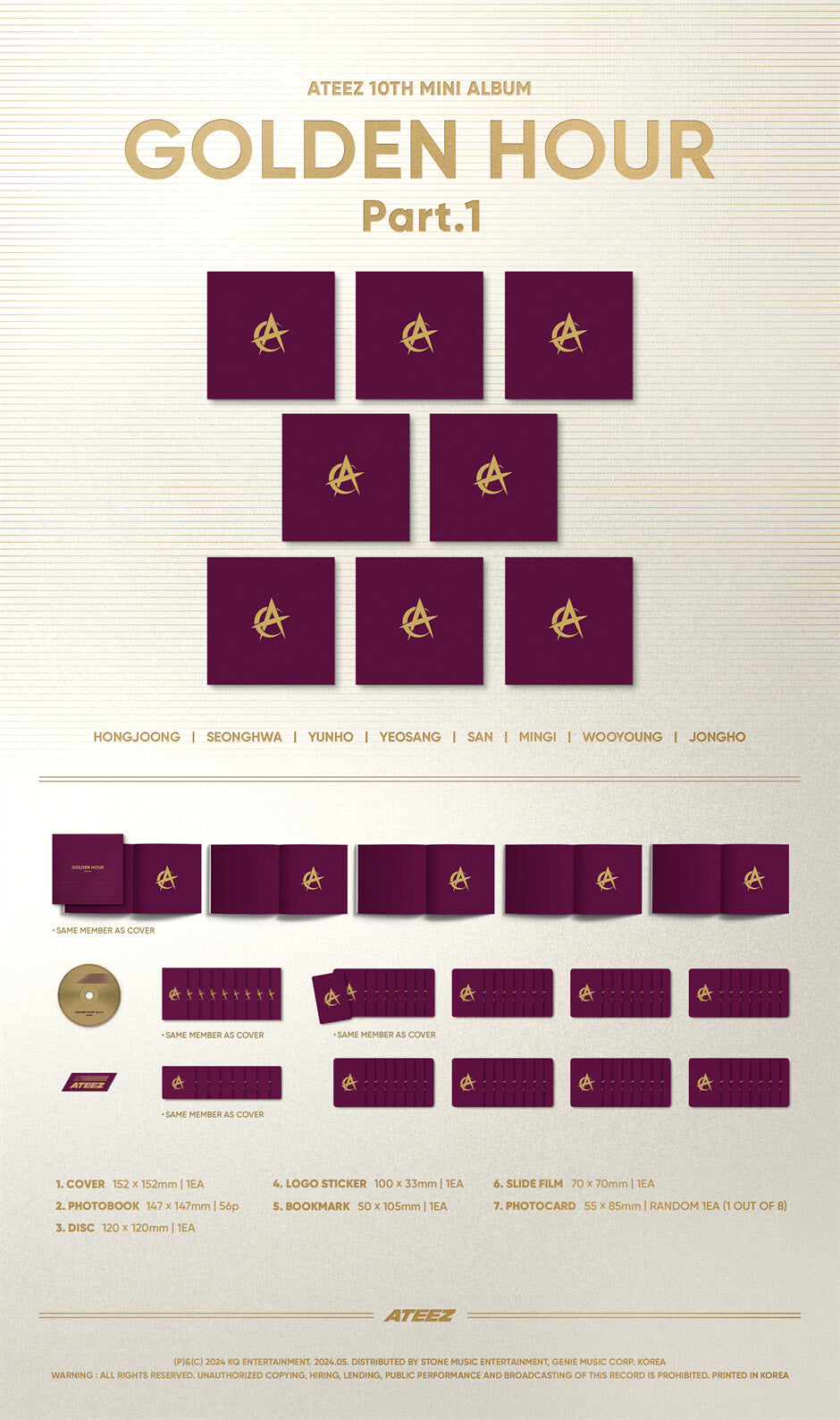 ATEEZ 10TH MINI ALBUM – GOLDEN HOUR : Part.1 (Digipak Ver.) (Random)+ Soundwave Benefit