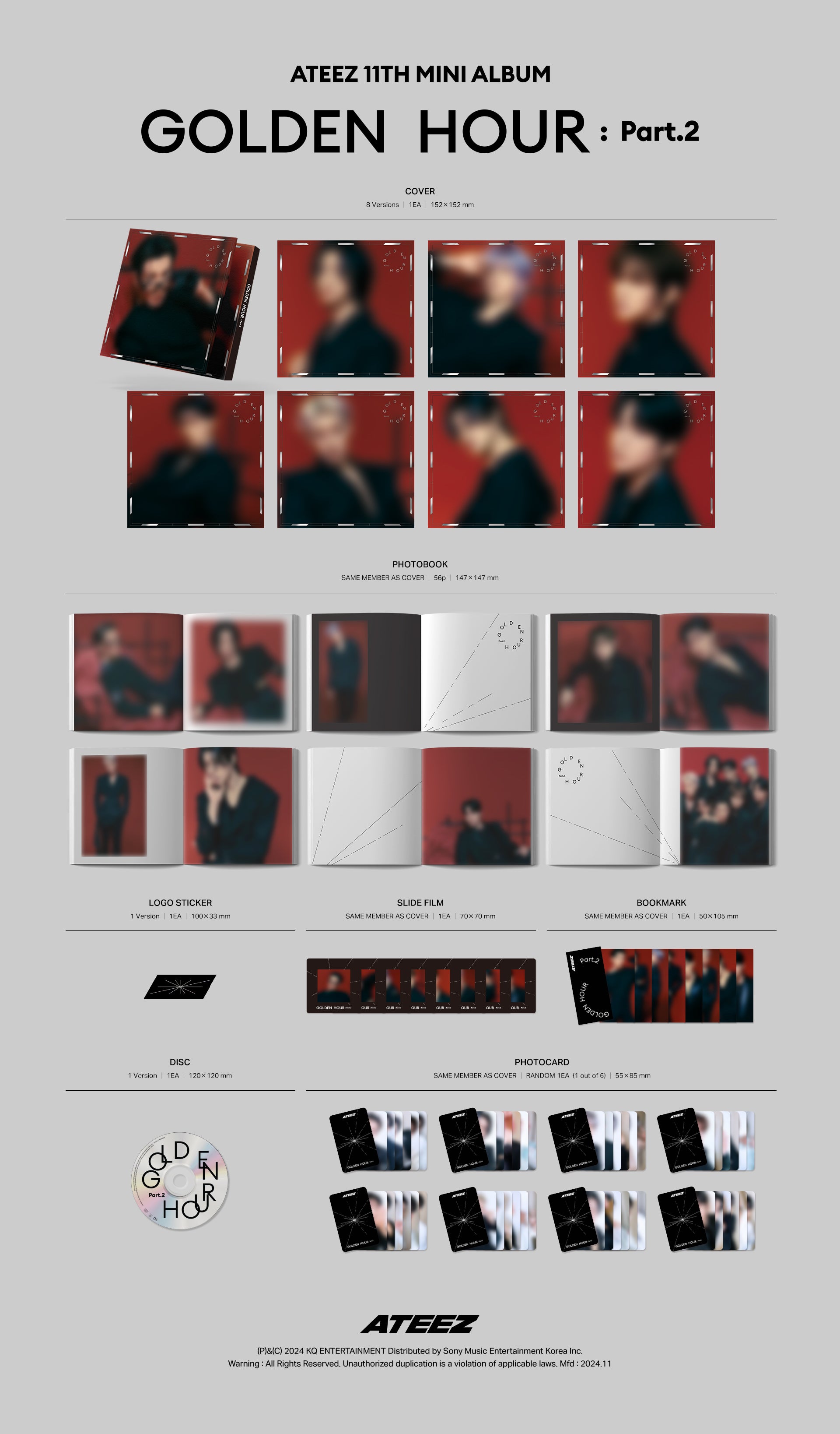 ATEEZ 11TH MINI ALBUM – GOLDEN HOUR : Part.2 (DIGIPACK VER.) (Random)