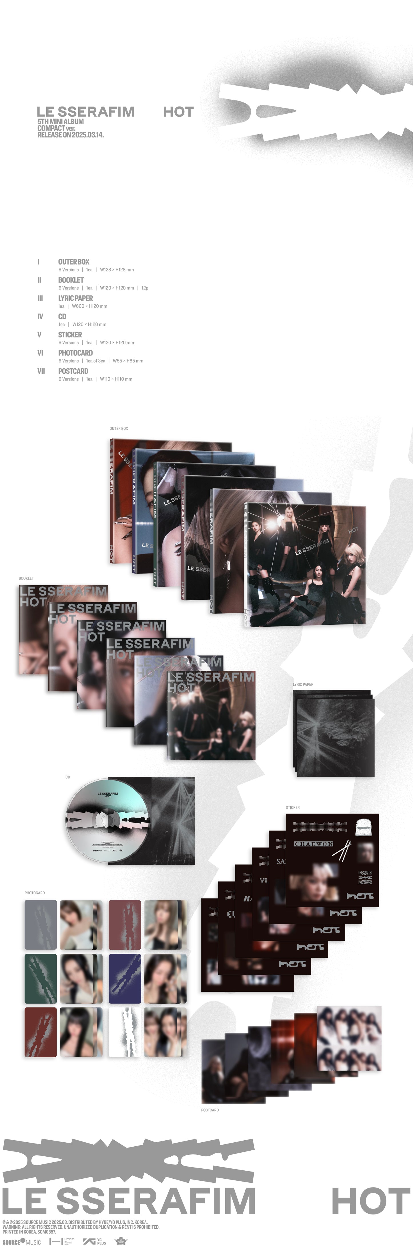 LE SSERAFIM 5th Mini Album – HOT (COMPACT Albums Ver.) (Random) + Weverse Gift
