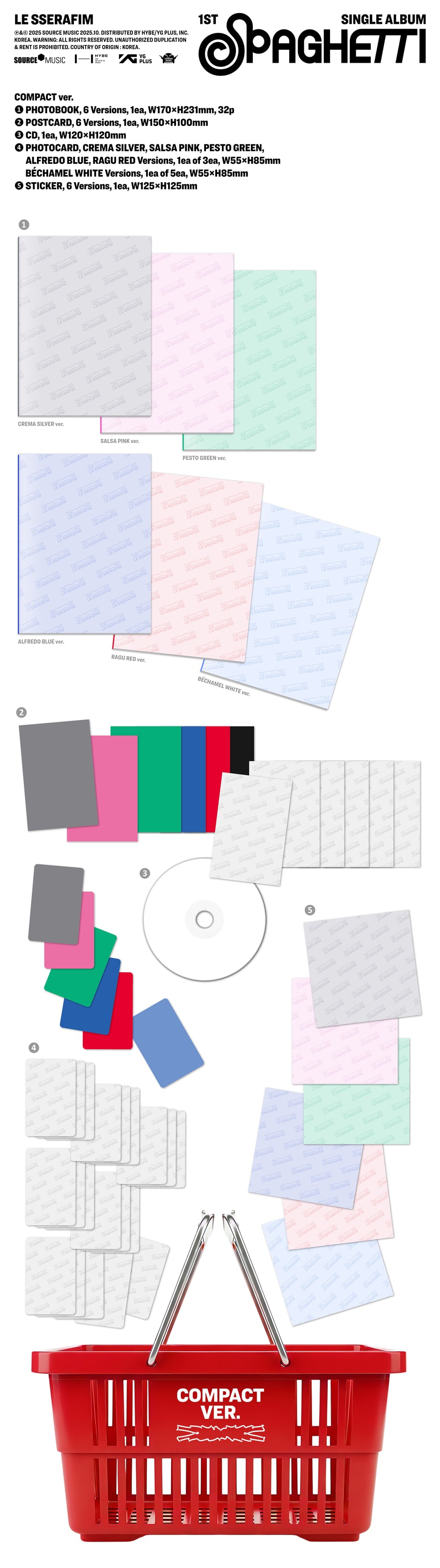 LE SSERAFIM – 1st Single Album [SPAGHETTI] (COMPACT Ver.) (Random) + Weverse Gift
