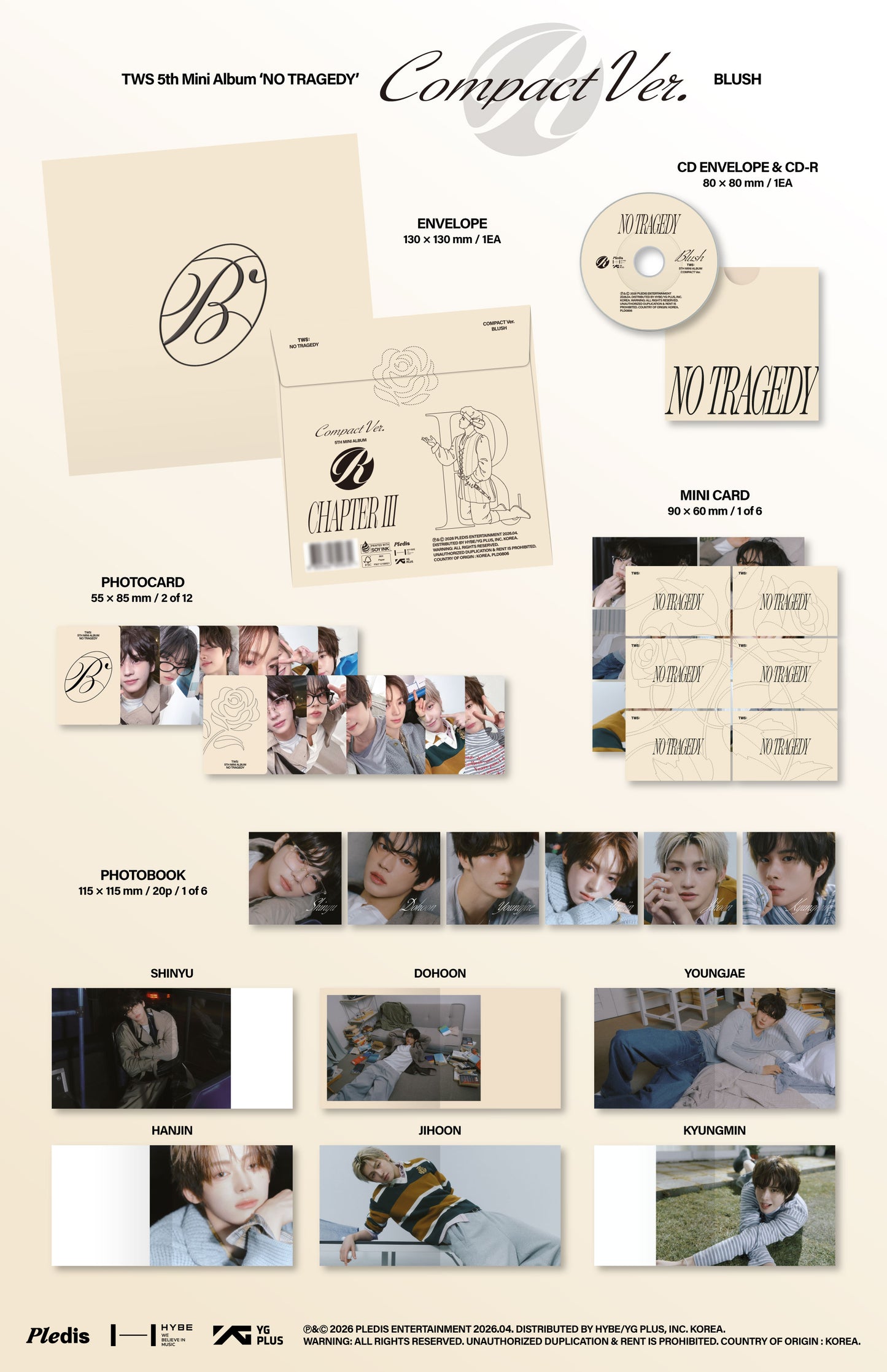 TWS – 5th Mini Album [NO TRAGEDY] (COMPACT Ver.) (BLUSH) (Random)