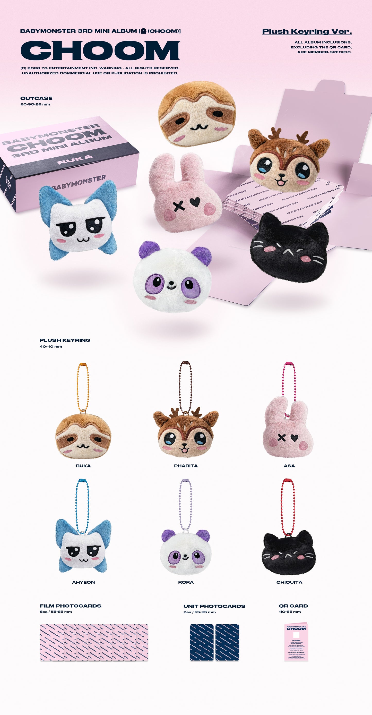 BABYMONSTER – 3rd MINI ALBUM [춤 (CHOOM)] (Plush Keyring Ver.)