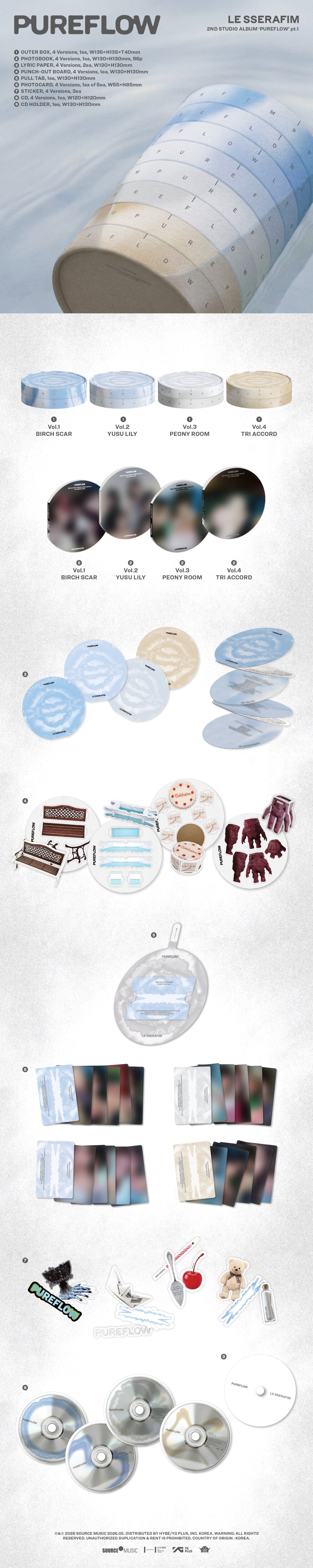 LE SSERAFIM – 2nd Studio Album ‘PUREFLOW’ pt.1 (Random) + Weverse Gift
