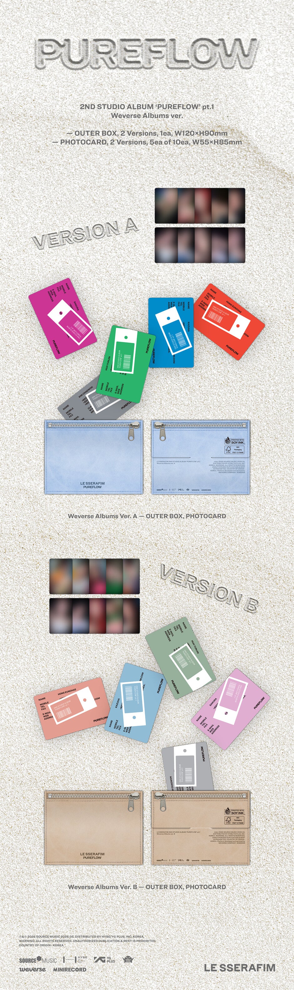 LE SSERAFIM – 2nd Studio Album ‘PUREFLOW’ pt.1 (Weverse Albums Ver.) (Random)
