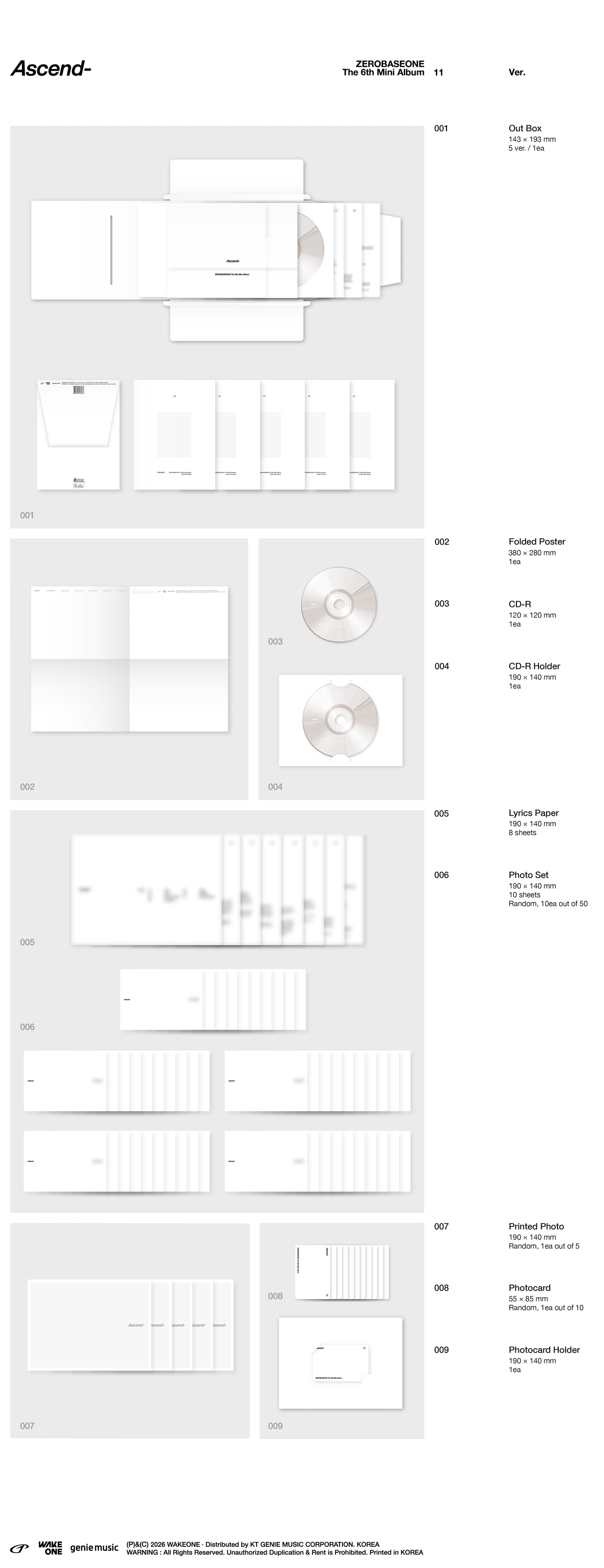 ZEROBASEONE – The 6th Mini Album [Ascend-] (11 Ver.) (Random)