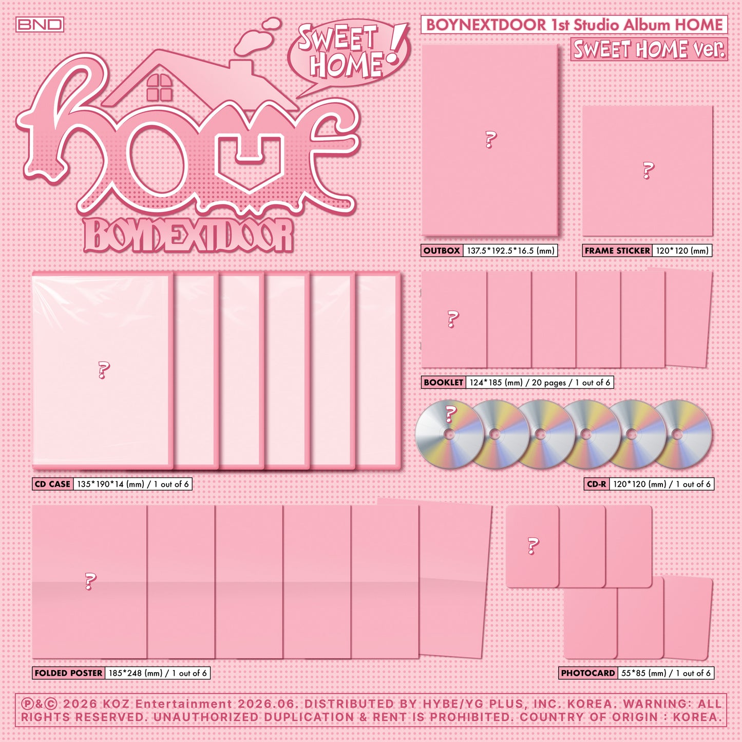 BOYNEXTDOOR – 1st Studio Album [HOME] (SWEET HOME Ver.) (Random)