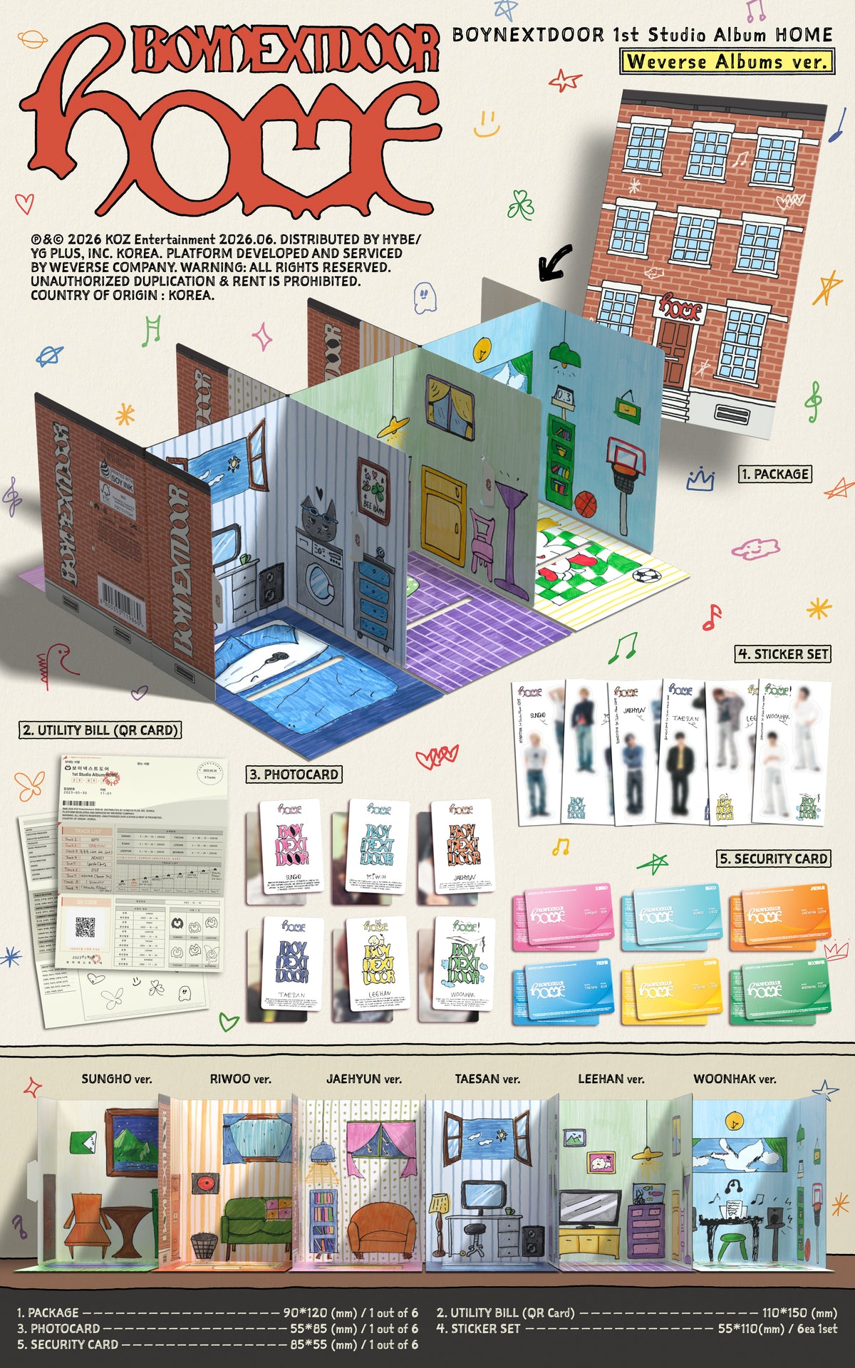 BOYNEXTDOOR – 1st Studio Album [HOME] (Weverse Albums Ver.) (Random)