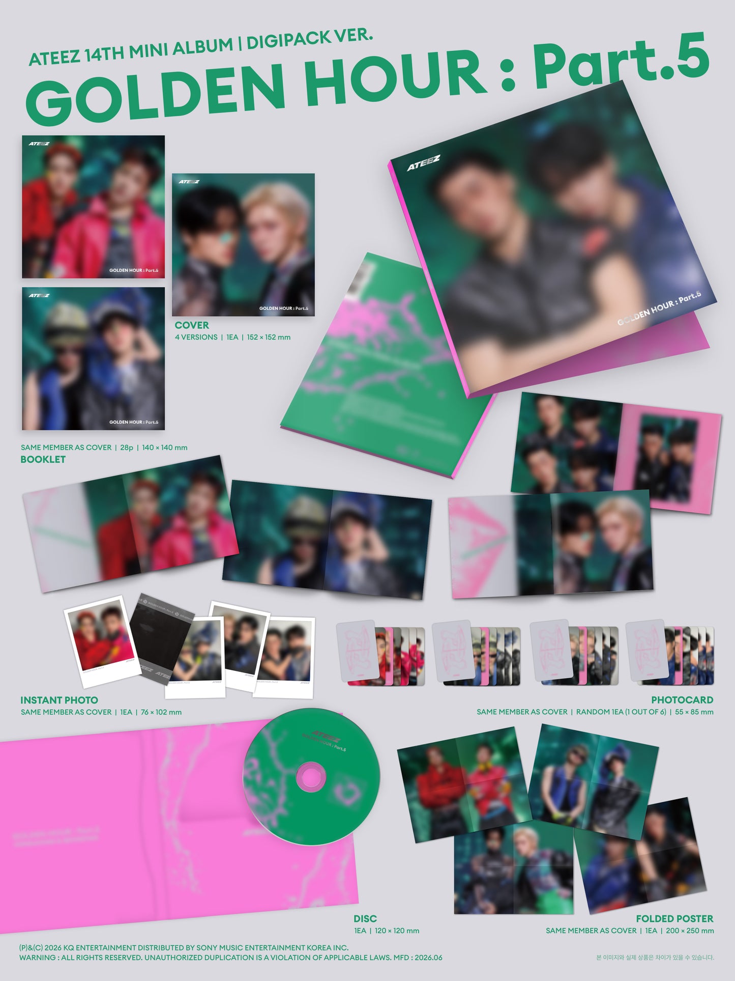 ATEEZ – 14TH MINI ALBUM [GOLDEN HOUR : Part.5] (DIGIPACK UNIT VER.) (Random)