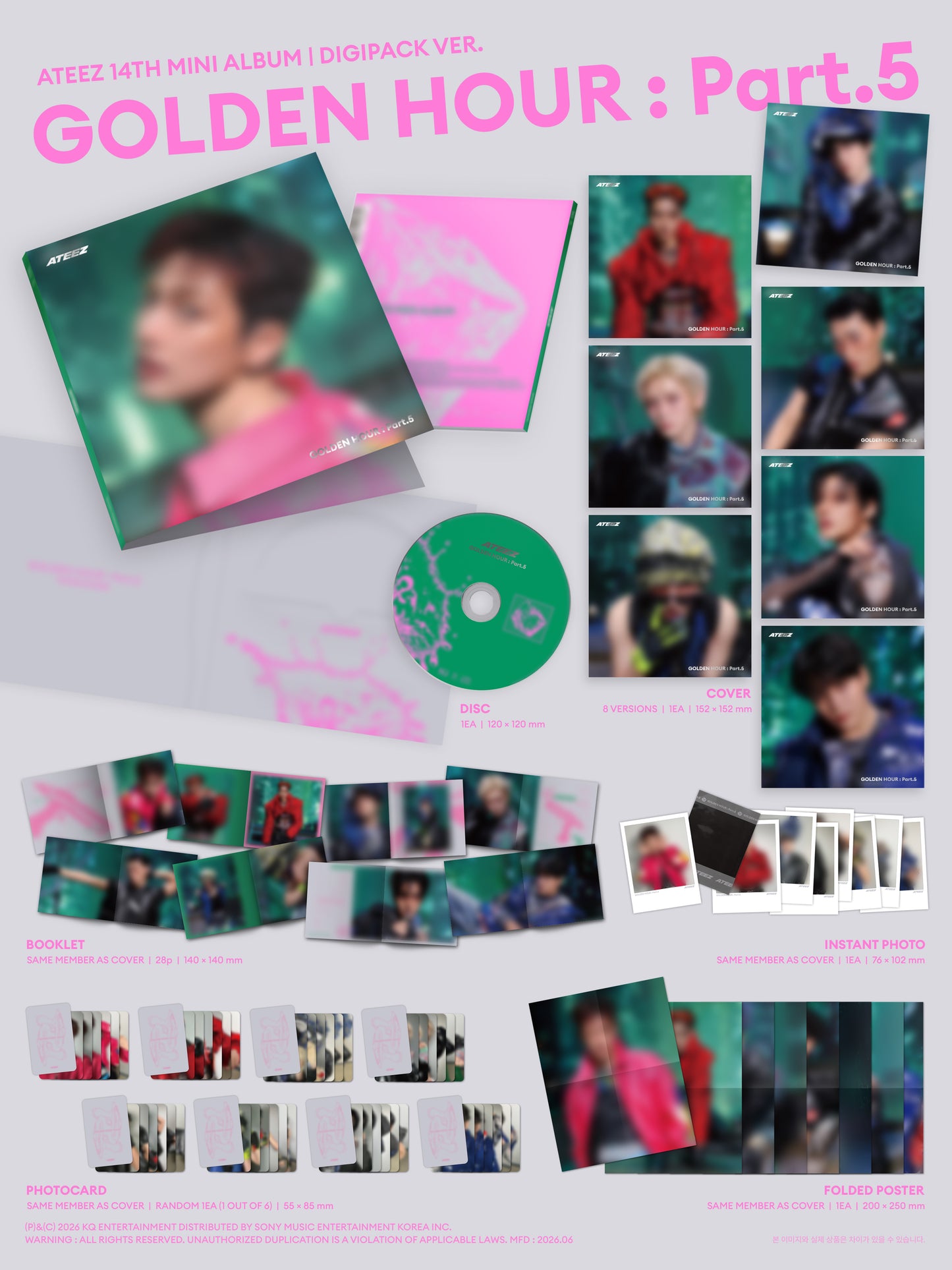 ATEEZ – 14TH MINI ALBUM [GOLDEN HOUR : Part.5] (DIGIPACK VER.) (Random)