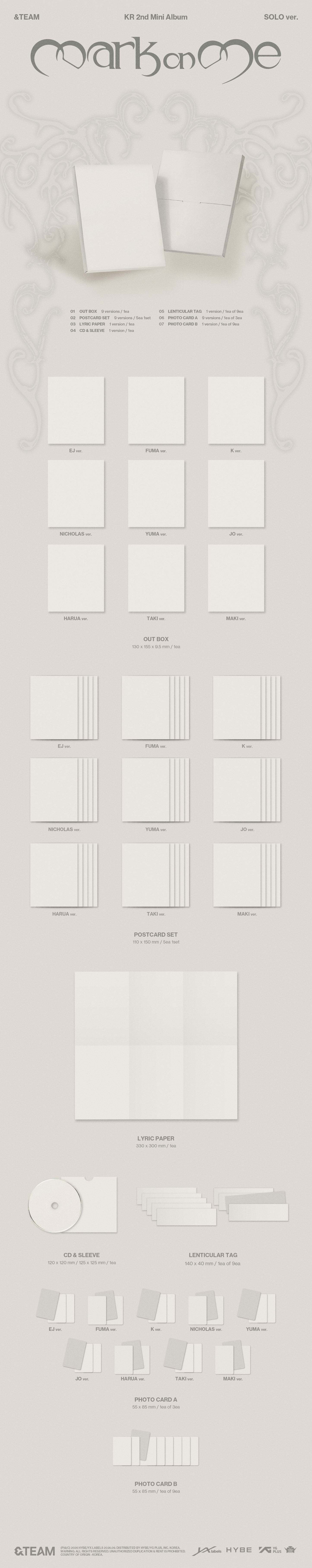&TEAM – KR 2nd Mini Album ‘Mark on Me’ (SOLO Ver.) (Random)