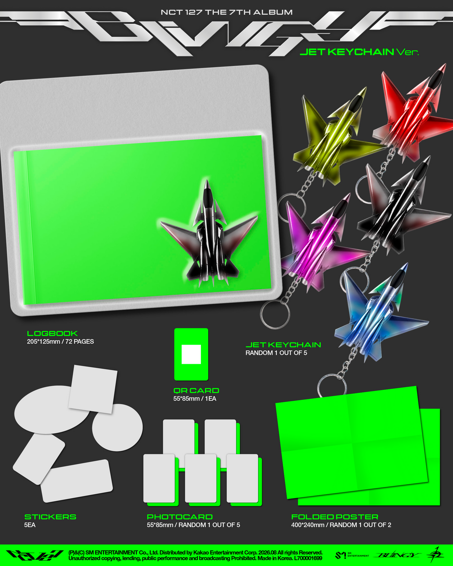 NCT 127 – The 7th Album [BLINGY] (JET Keychain Ver.) (Smart Album) (Random)