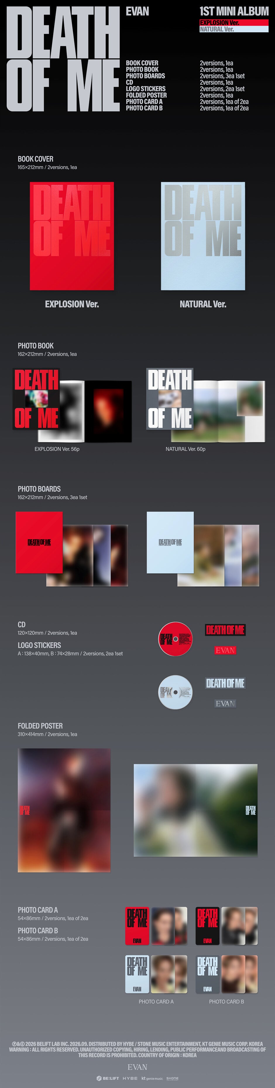EVAN – 1st Mini Album ‘DEATH OF ME’ (Random)