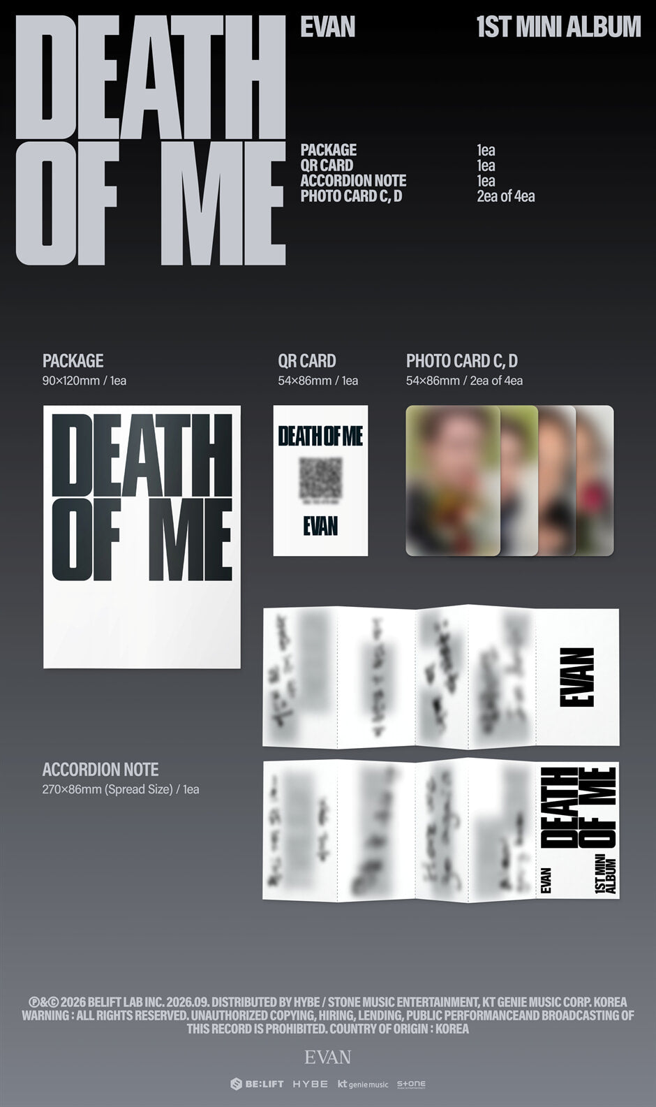 EVAN – 1st Mini Album ‘DEATH OF ME’ (Weverse Albums Ver.)