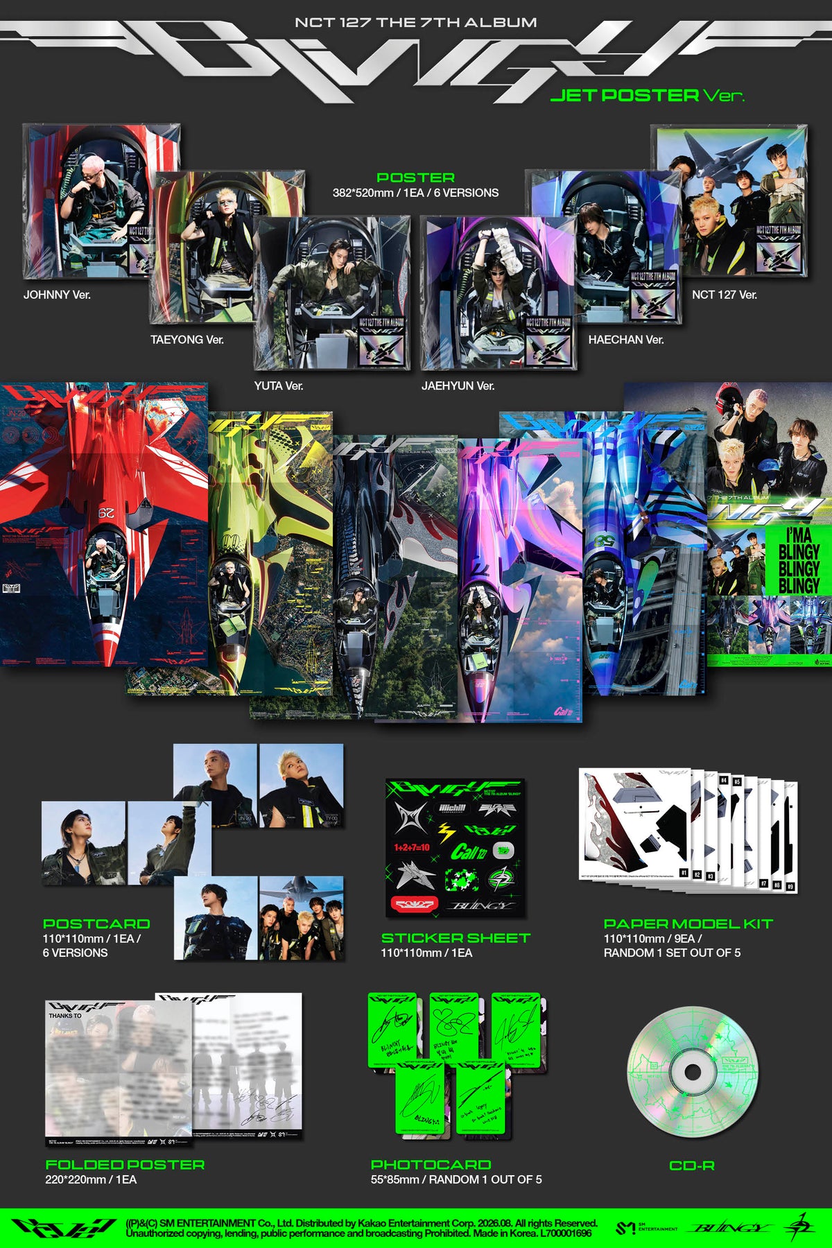 NCT 127 – The 7th Album [BLINGY] (JET Poster Ver.) (Random)