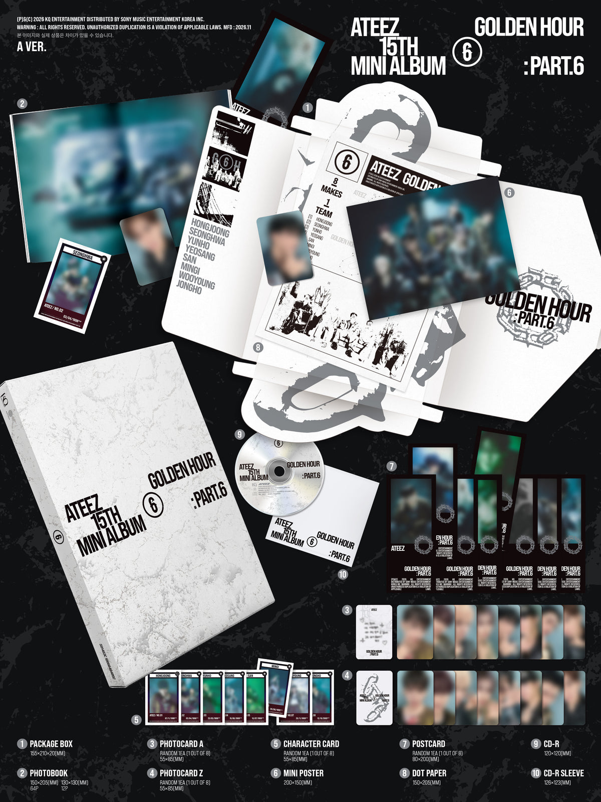 ATEEZ – 15TH MINI ALBUM [GOLDEN HOUR : Part.6] (Random) + Apple Music Gift