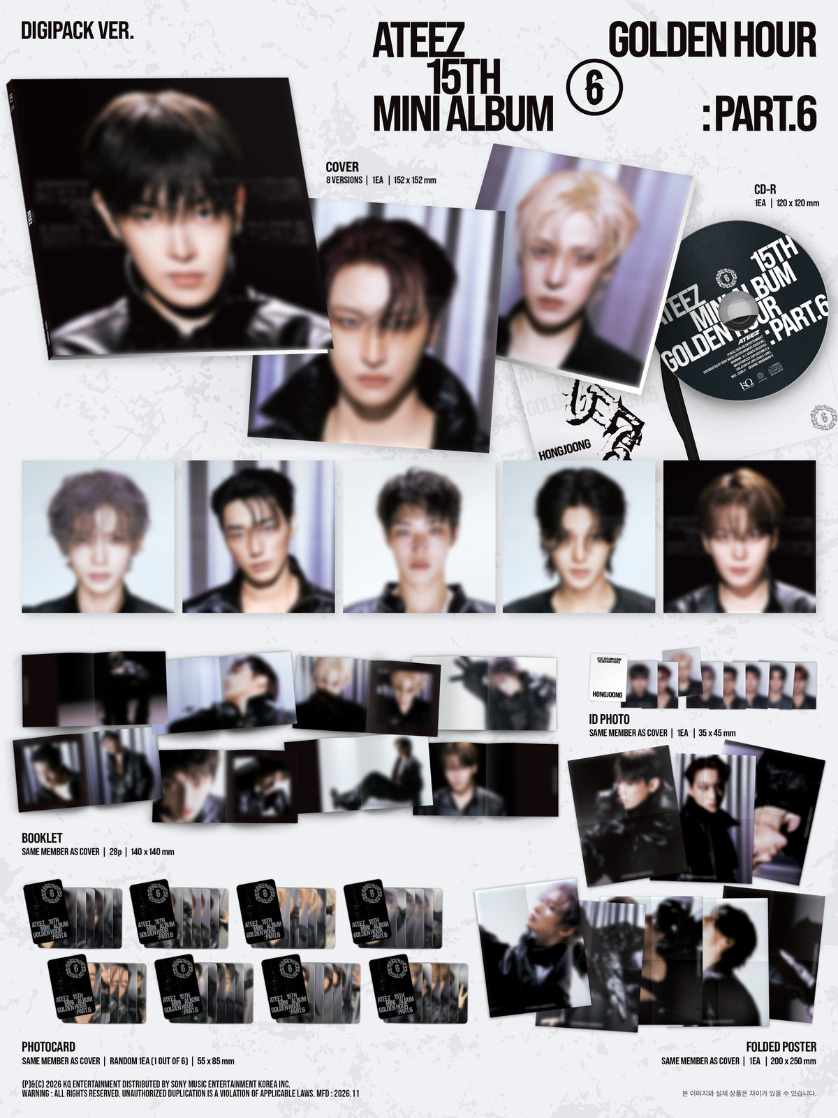 ATEEZ – 15TH MINI ALBUM [GOLDEN HOUR : Part.6] (DIGIPACK VER.) (Random)
