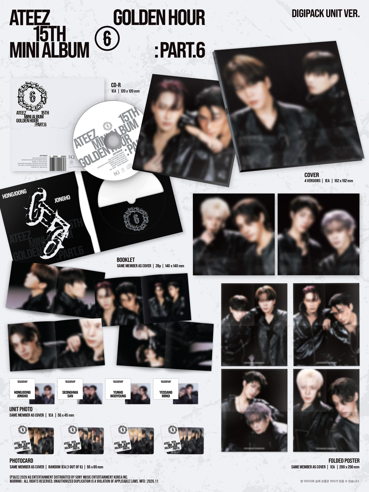 ATEEZ – 15TH MINI ALBUM [GOLDEN HOUR : Part.6] (DIGIPACK UNIT VER.) (Random)