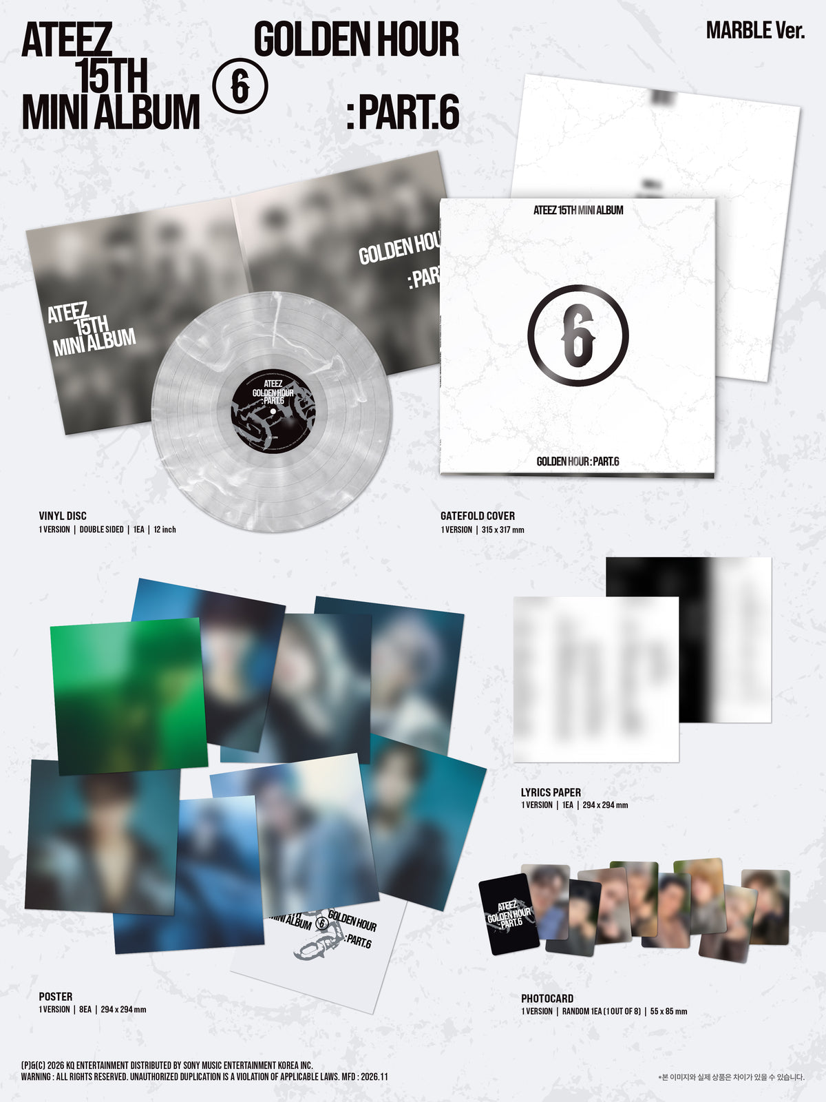 ATEEZ – 15TH MINI ALBUM [GOLDEN HOUR : Part.6] (MARBLE VER.) LP