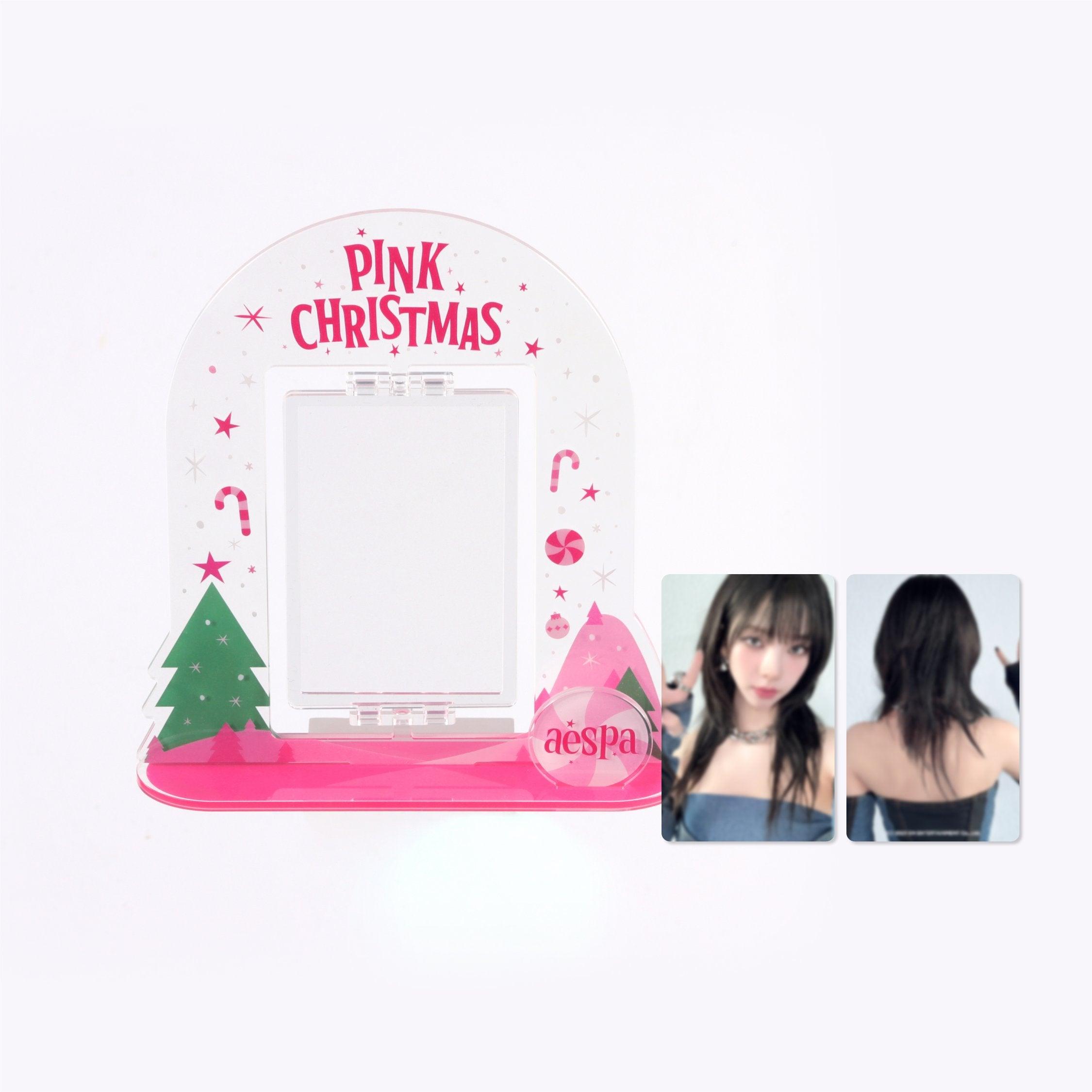 [aespa] PINK CHRISTMAS ACRYLIC TURNING STAND SET - KKANG