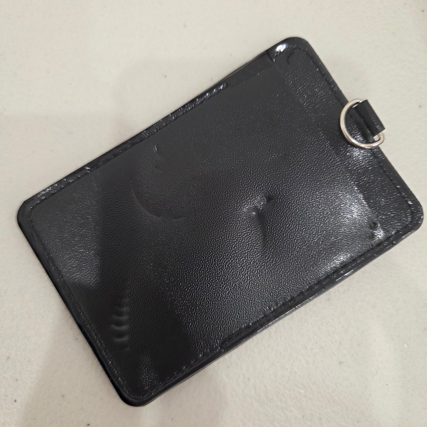 Aesthetic Black Leather Card Holder Keychain