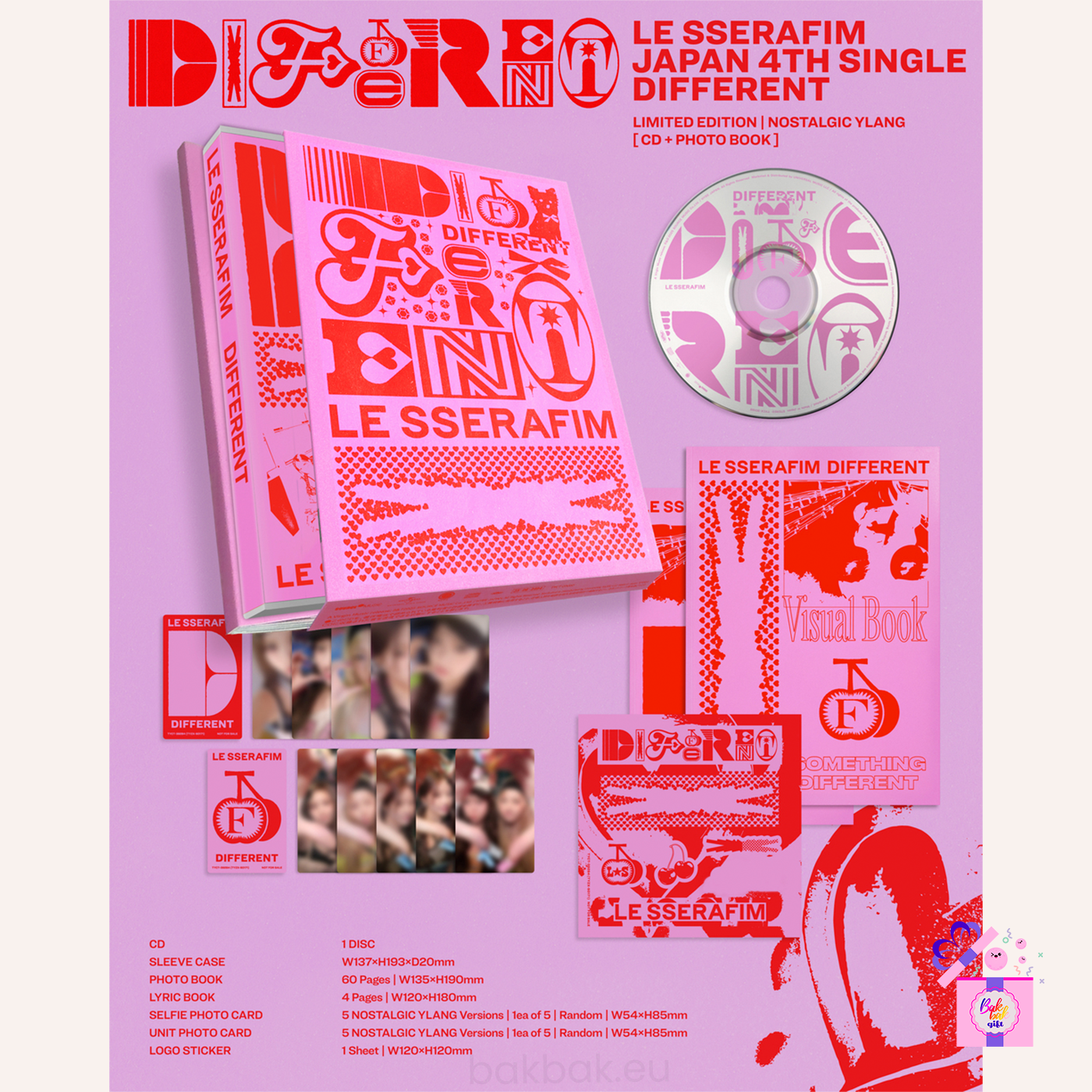 LE SSERAFIM JAPAN 4th Single 'DIFFERENT' (Limited Edition B) + Tower Record Gift