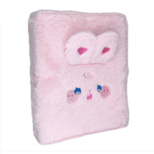 FLUFFY PINK RABBIT A5 6RING BINDER