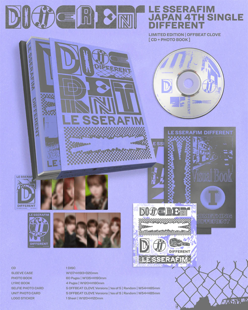 LE SSERAFIM JAPAN 4th Single 'DIFFERENT' (Limited Edition A) + Tower Record Gift