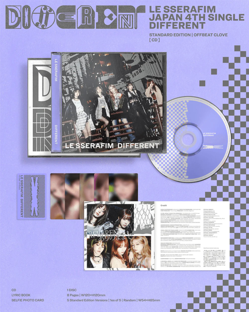 LE SSERAFIM JAPAN 4th Single 'DIFFERENT' (Standard Edition) + Tower Record Gift