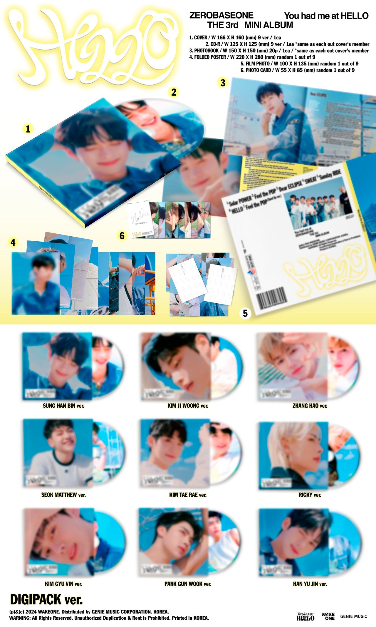 ZEROBASEONE The 3rd Mini Album – You had me at HELLO (Digipack Ver.) (Random)